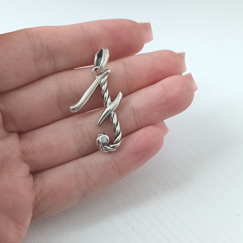 David Yurman Sterling Silver Script Initial Lette… - image 1